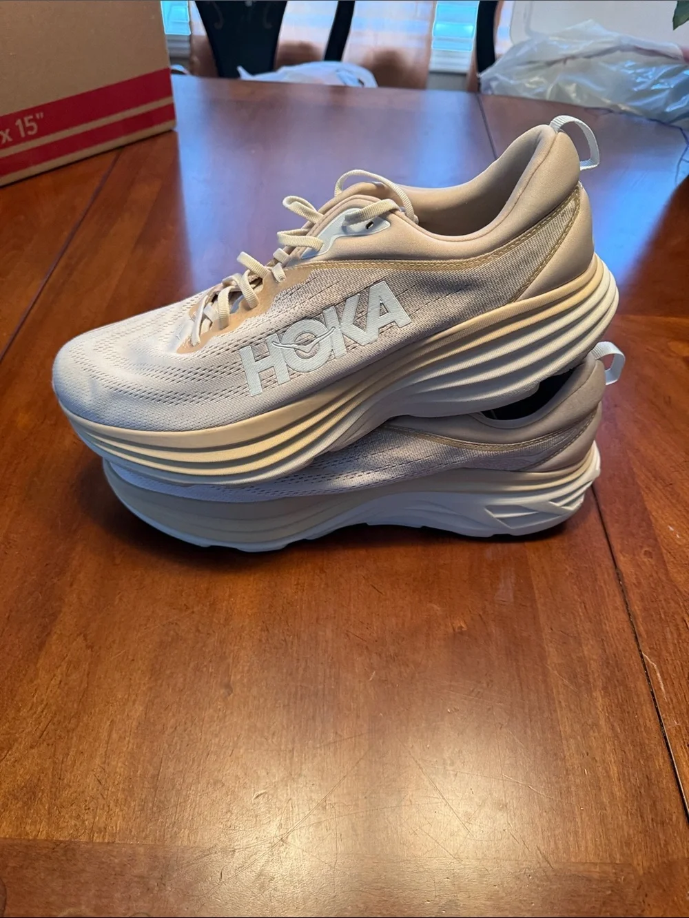Hoka Men’s Bondi 8 New Sz 16D No Box Running Sneakers - Cream/Beige